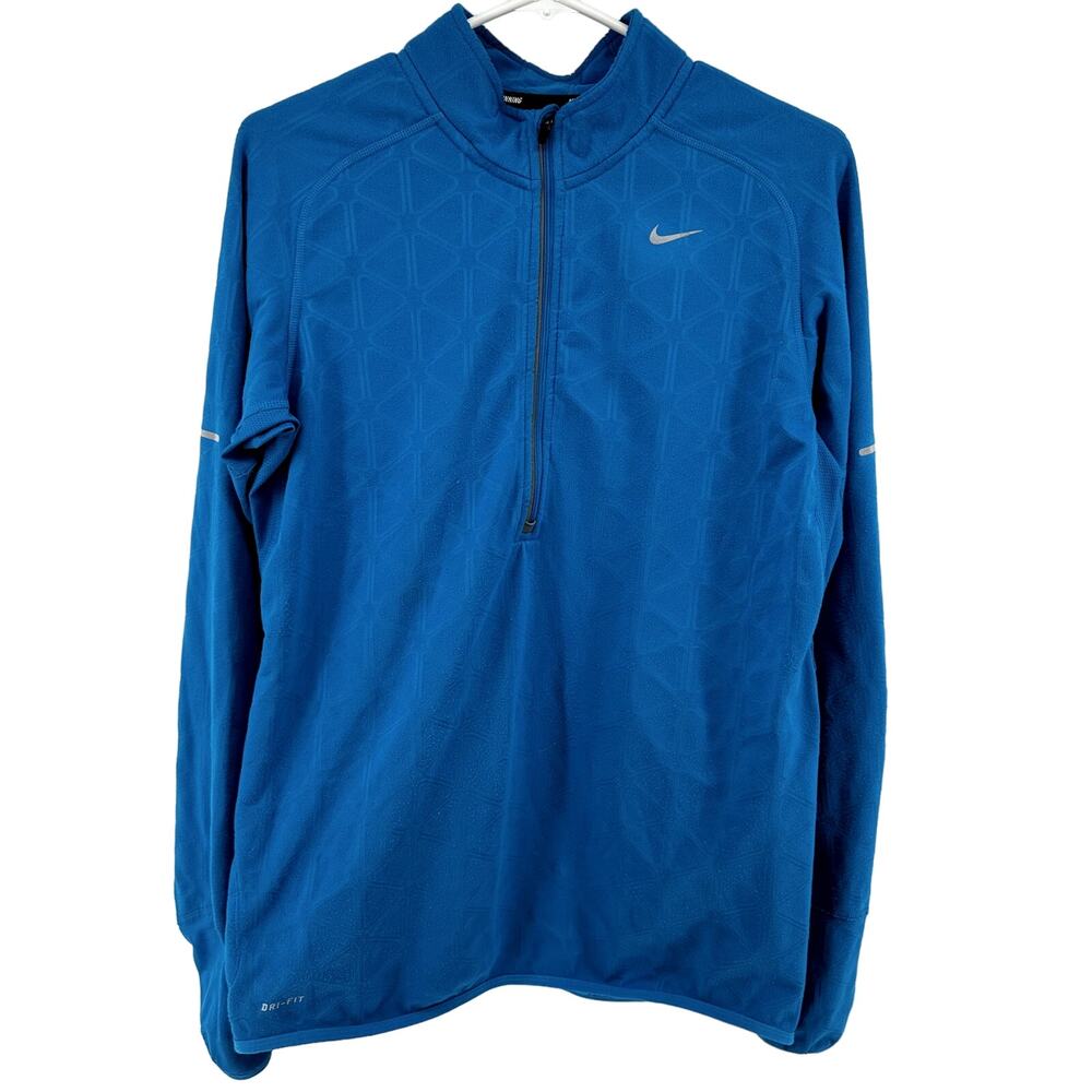 Nike Dri-Fit Sweatshirt Top Fleece Half-Zip Athletic Activewear Pullover Blue M